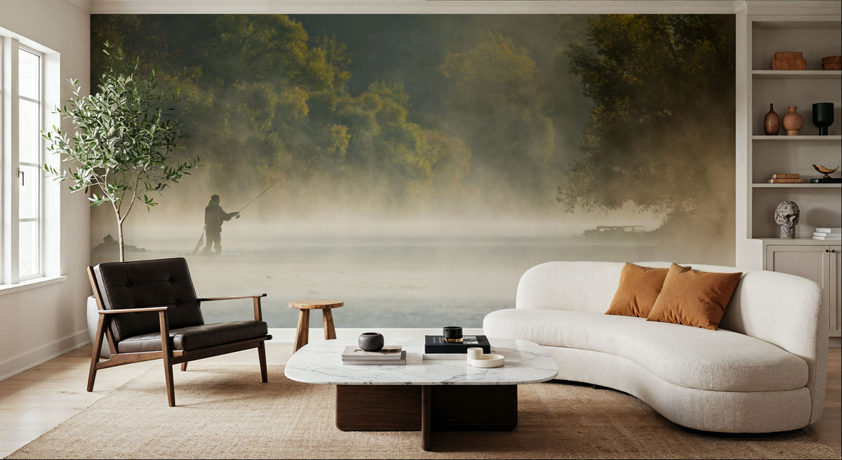 Gone Fishing Mural Wallpaper - Neutral Tone - room preview 03
