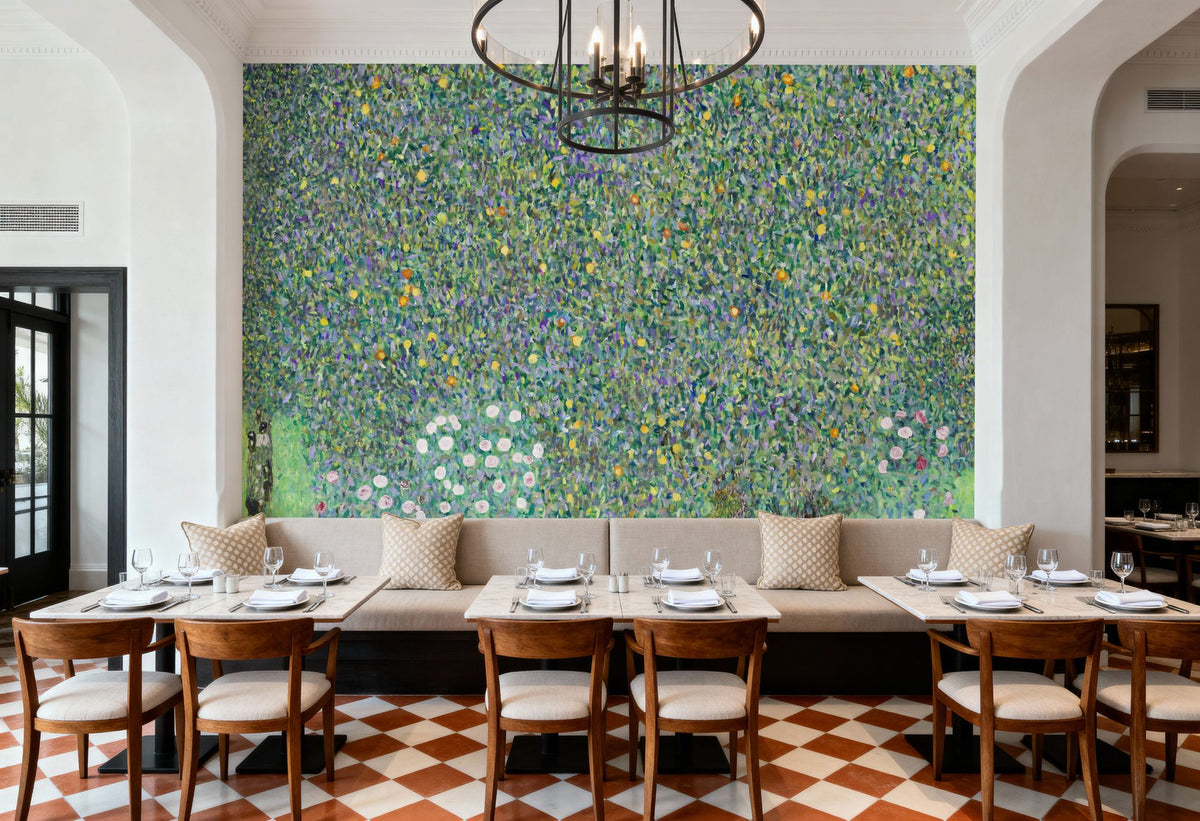 Rosebushes Under the Trees Mural Wallpaper - room preview 03