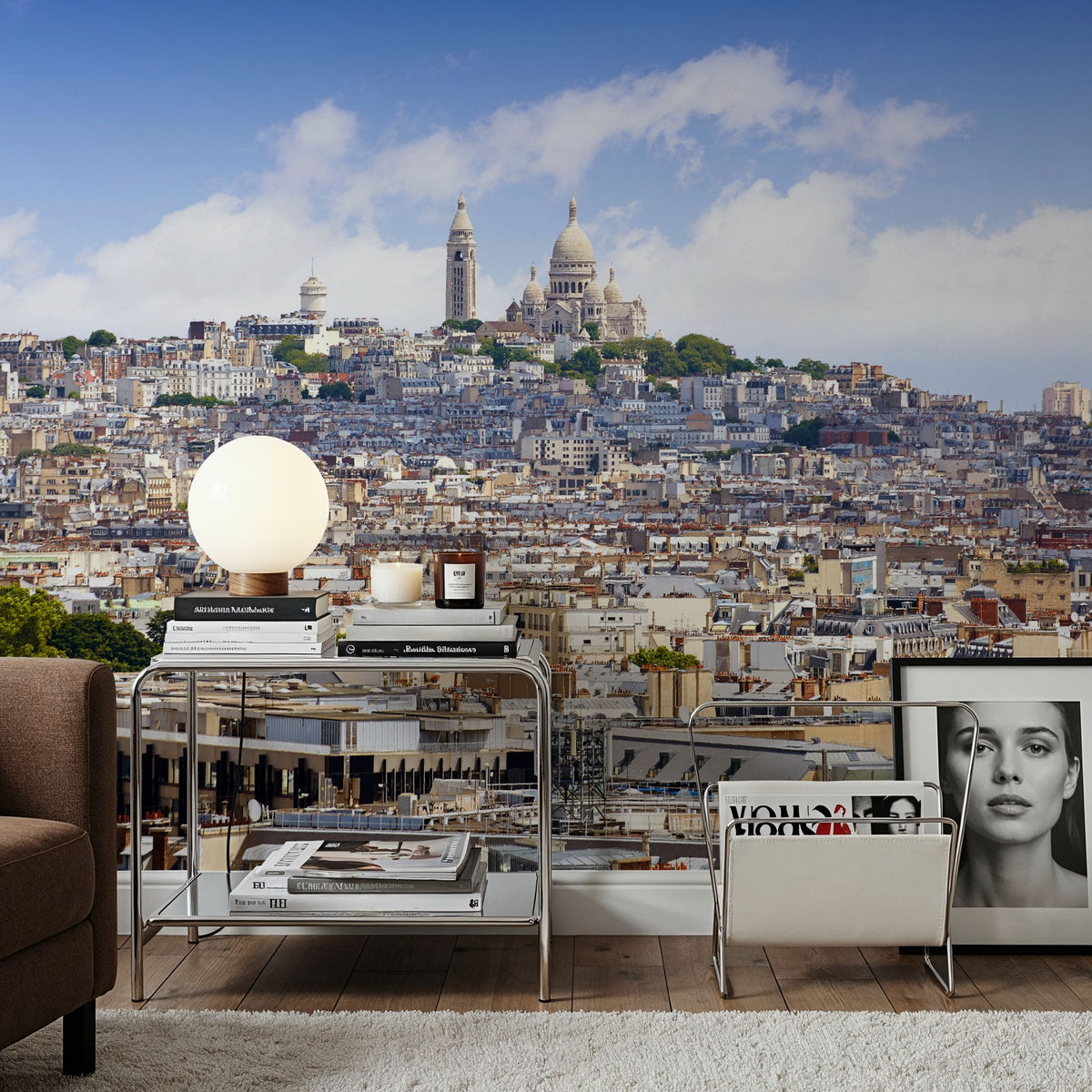Paris Skyline and Sacre Coeur Basilique Mural Wallpaper - room preview 03