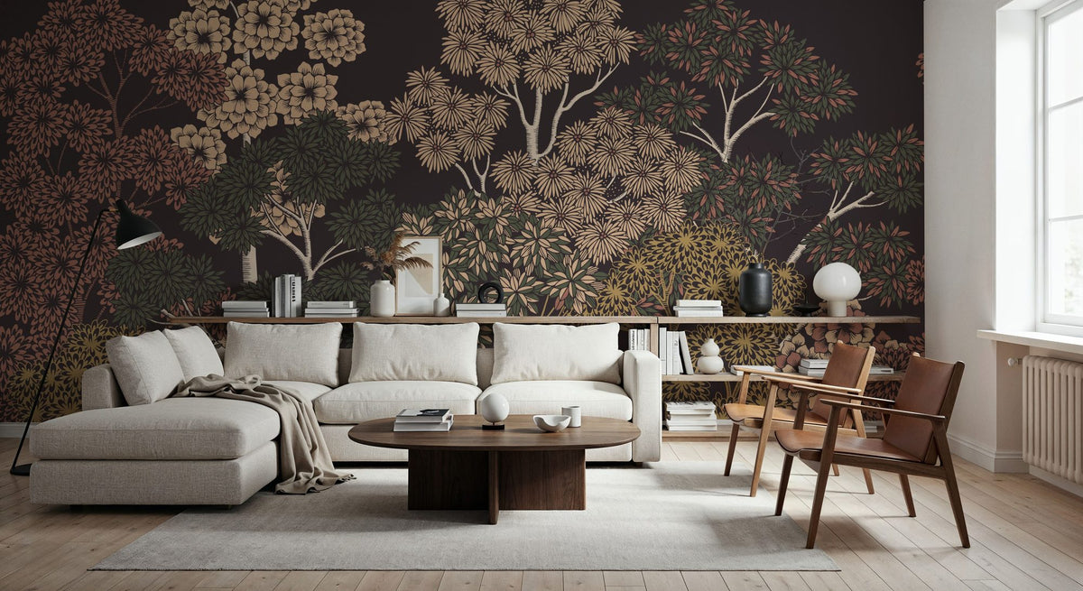 Overleaf Woodland, Cocoa Mural Wallpaper - room preview 03