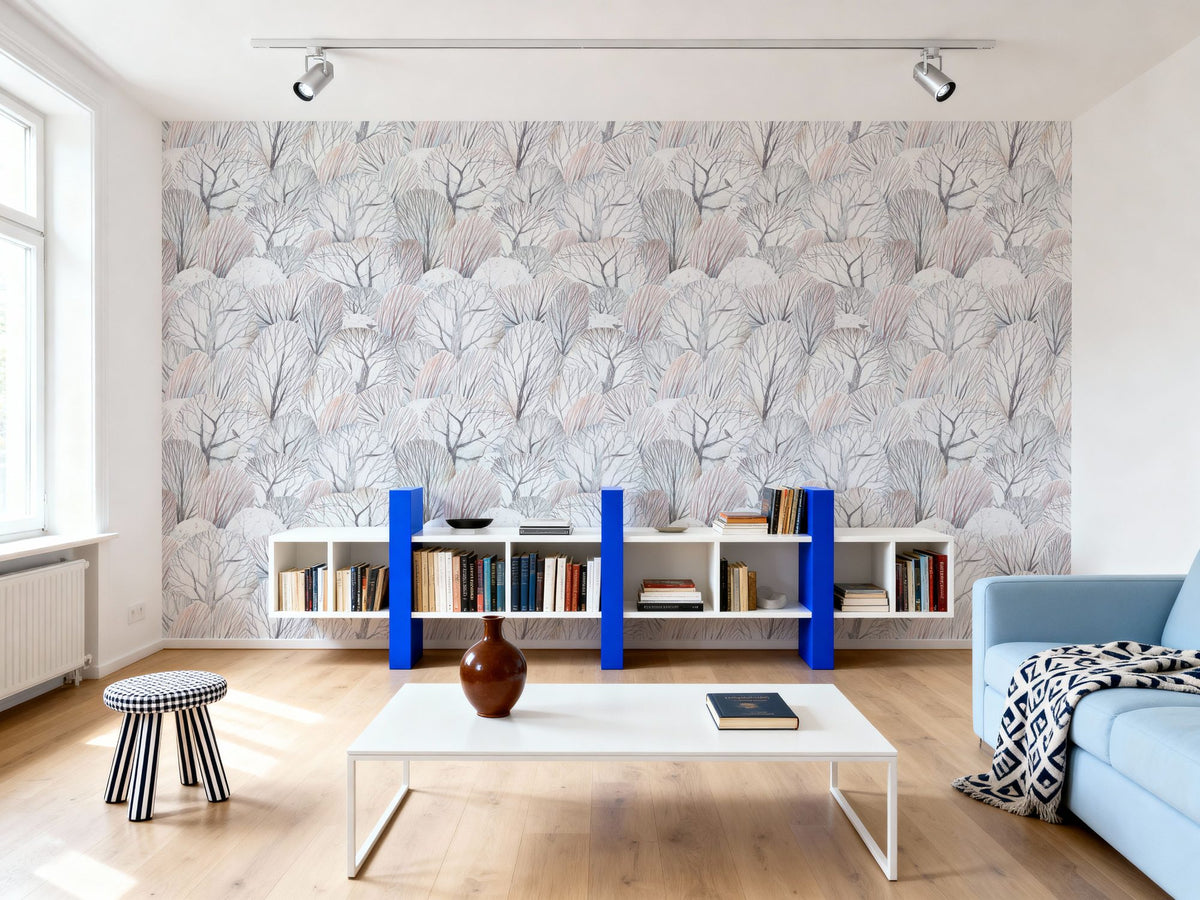 White Forest Treetops Mural Wallpaper - room preview 03