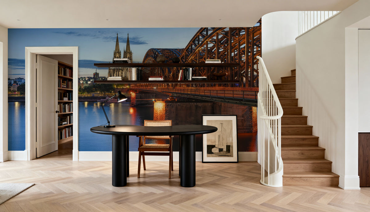 Hohenzollern Bridge Panorama Mural Wallpaper - room preview 03