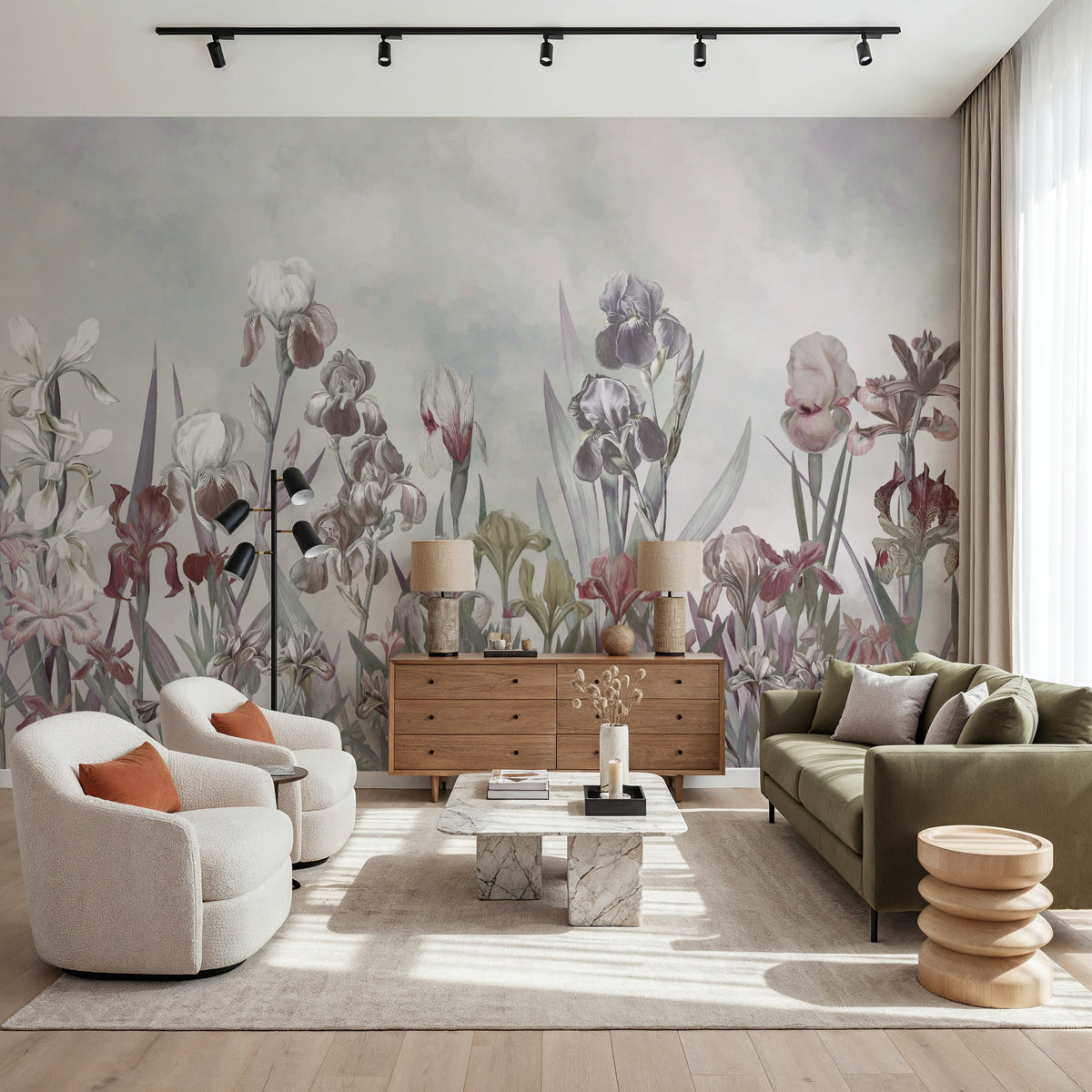 Iris Field Fall Mural Wallpaper - room preview 03