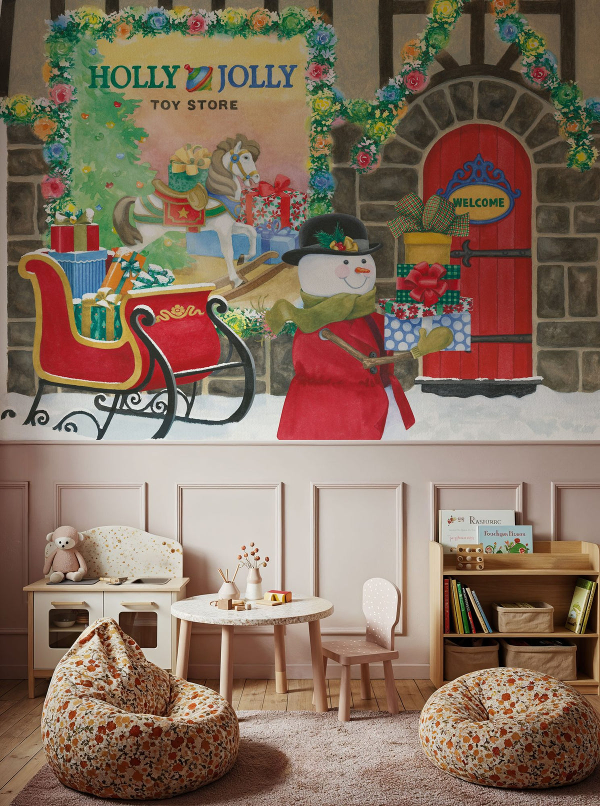 Main Street Christmas IV Mural Wallpaper - room preview 03