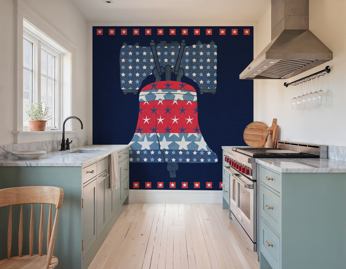 Stars and Stripes Freedom Ring Mural Wallpaper - room preview 03