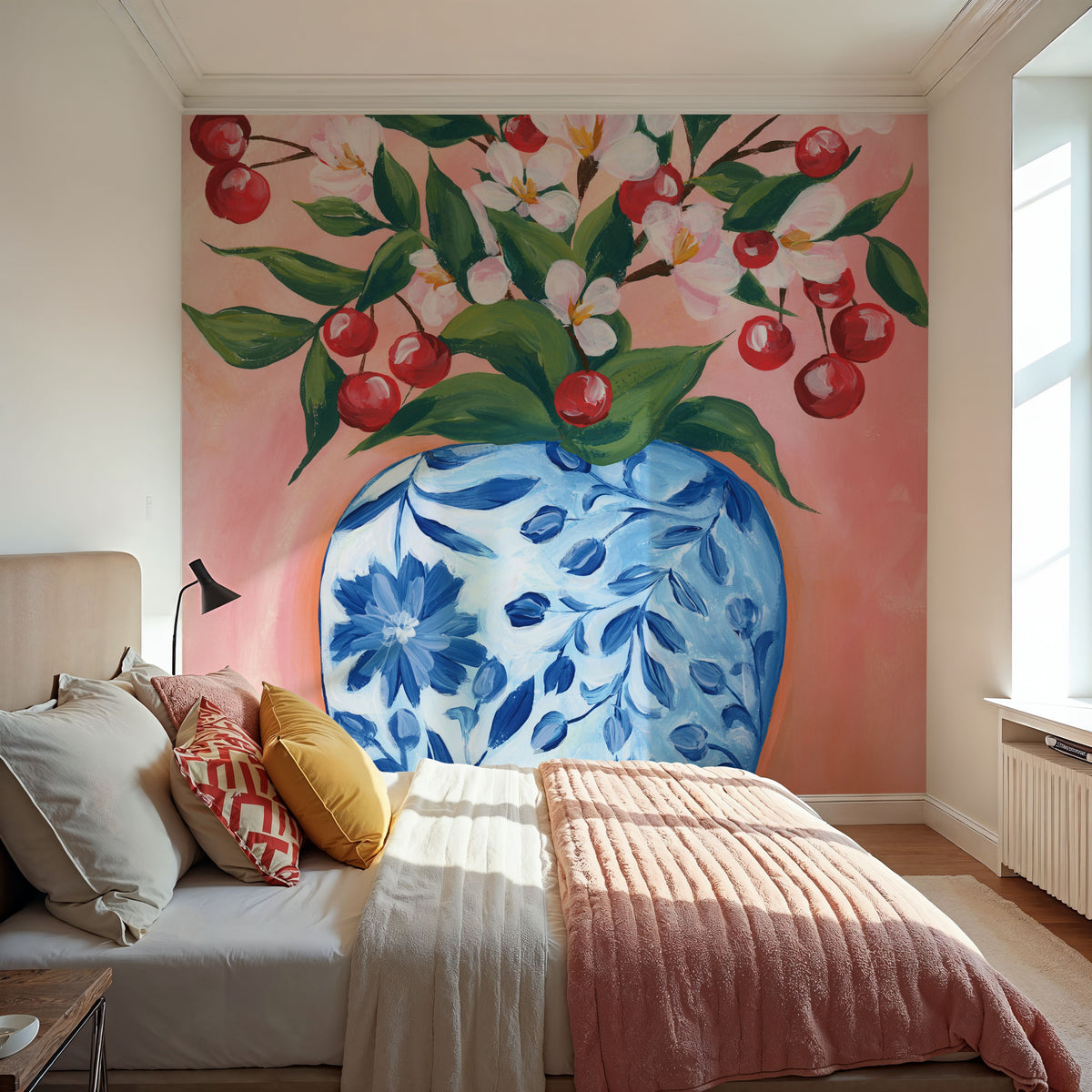 Blooming Cherry Vase Mural Wallpaper - room preview 03