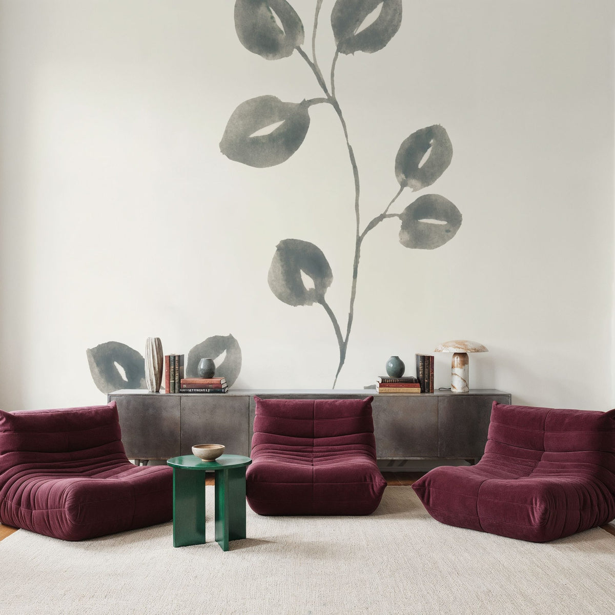 Linen Leaves II Mural Wallpaper - room preview 03