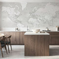 World Map Cities - Maeli Neutral Mural Wallpaper - room preview 03