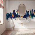Kuwait City Skyline Blue & Bronze Mural Wallpaper - room preview 03