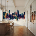 Los Angeles Skyline Blue & Bronze Mural Wallpaper - room preview 03