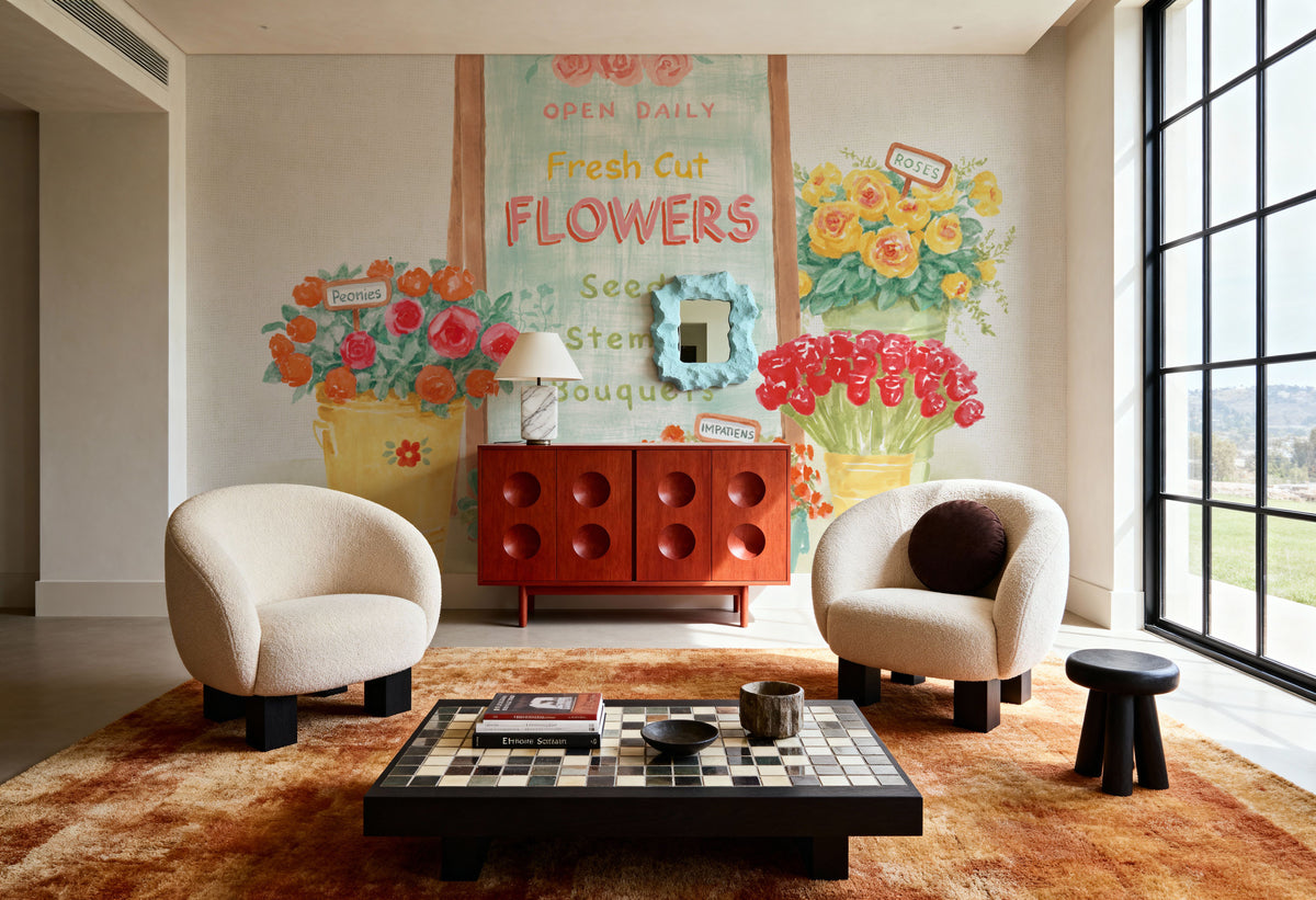 Flea Market Flowers II Mural Wallpaper - room preview 03