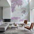 World Map Atlas Purple Mural Wallpaper - room preview 03