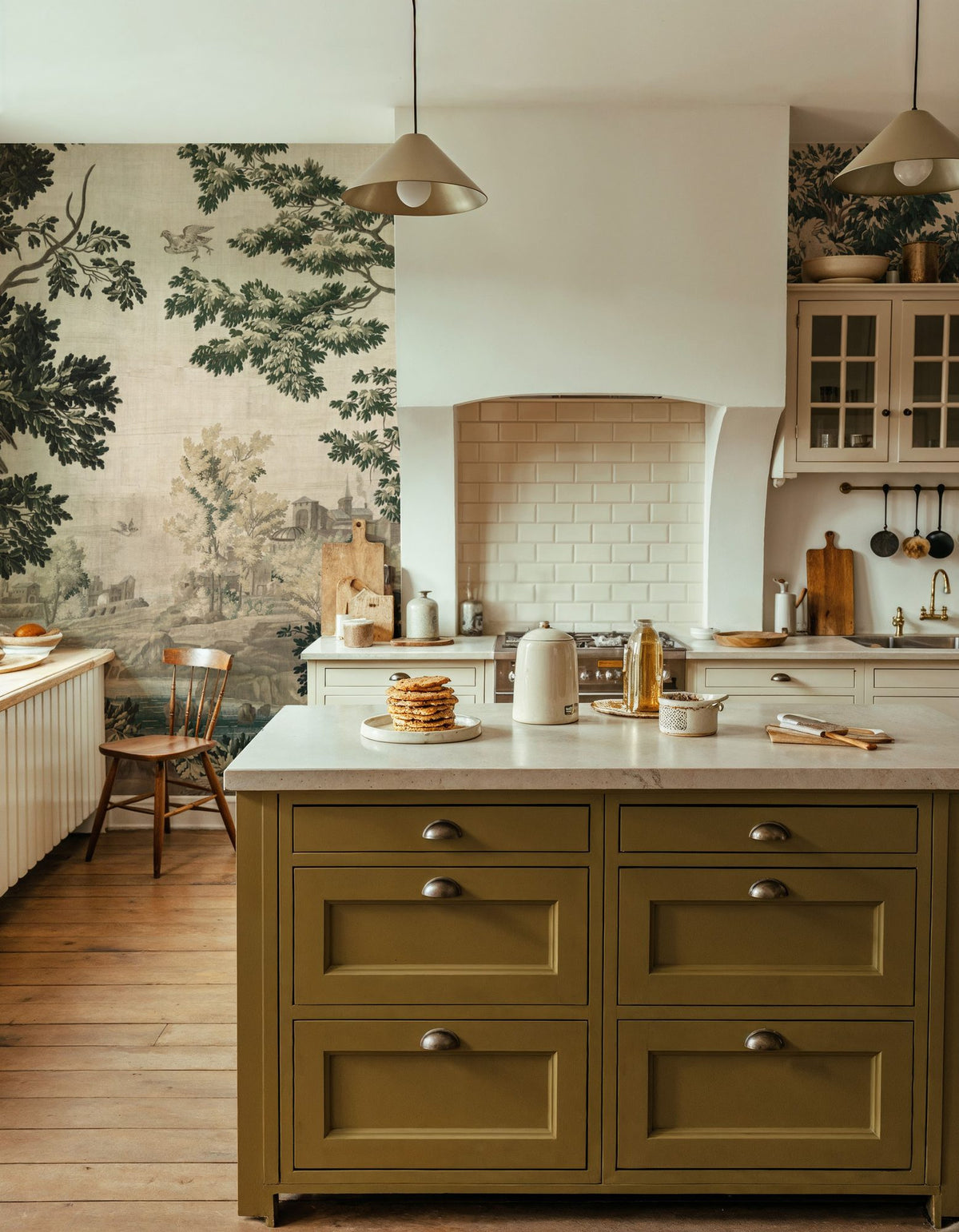 Enchanted Grove Tapestry, Greens Mural Wallpaper - room preview 03
