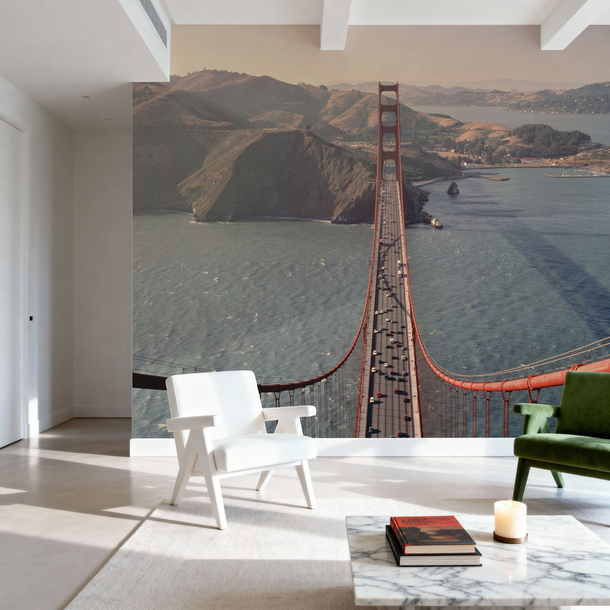 Golden Gate From Above Mural Wallpaper - room preview 03