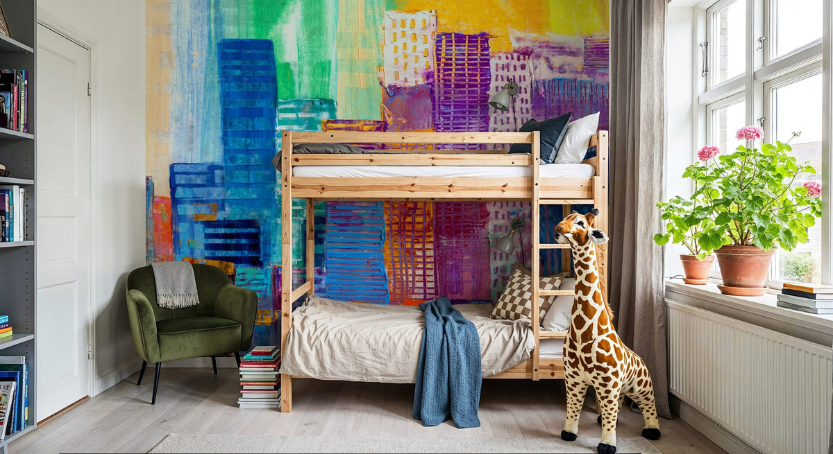 Sunset Metropolis Mural Wallpaper - room preview 03