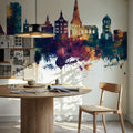 Rostock Germnay Skyline Blue & Bronze Mural Wallpaper - room preview 03