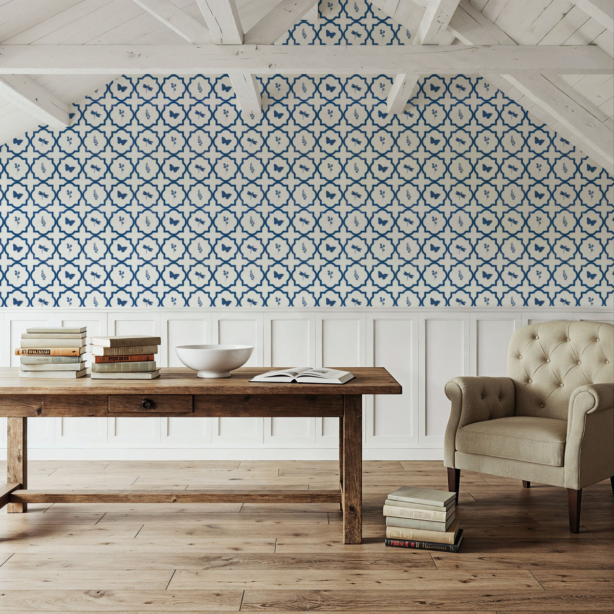 Blue Fields Dark Mural Wallpaper - room preview 03