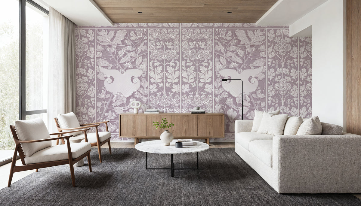 Flowers and Berries Purple Mural Wallpaper - room preview 03