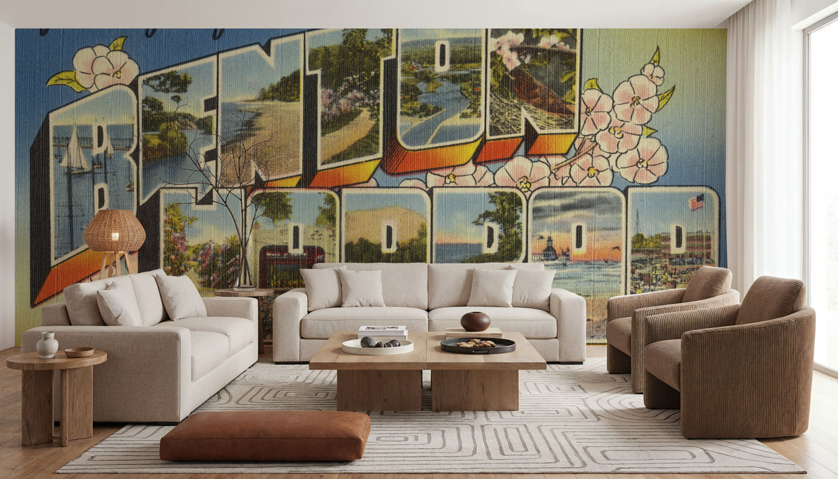 Greetings From Benton Harbor Flowers Mural Wallpaper - room preview 03