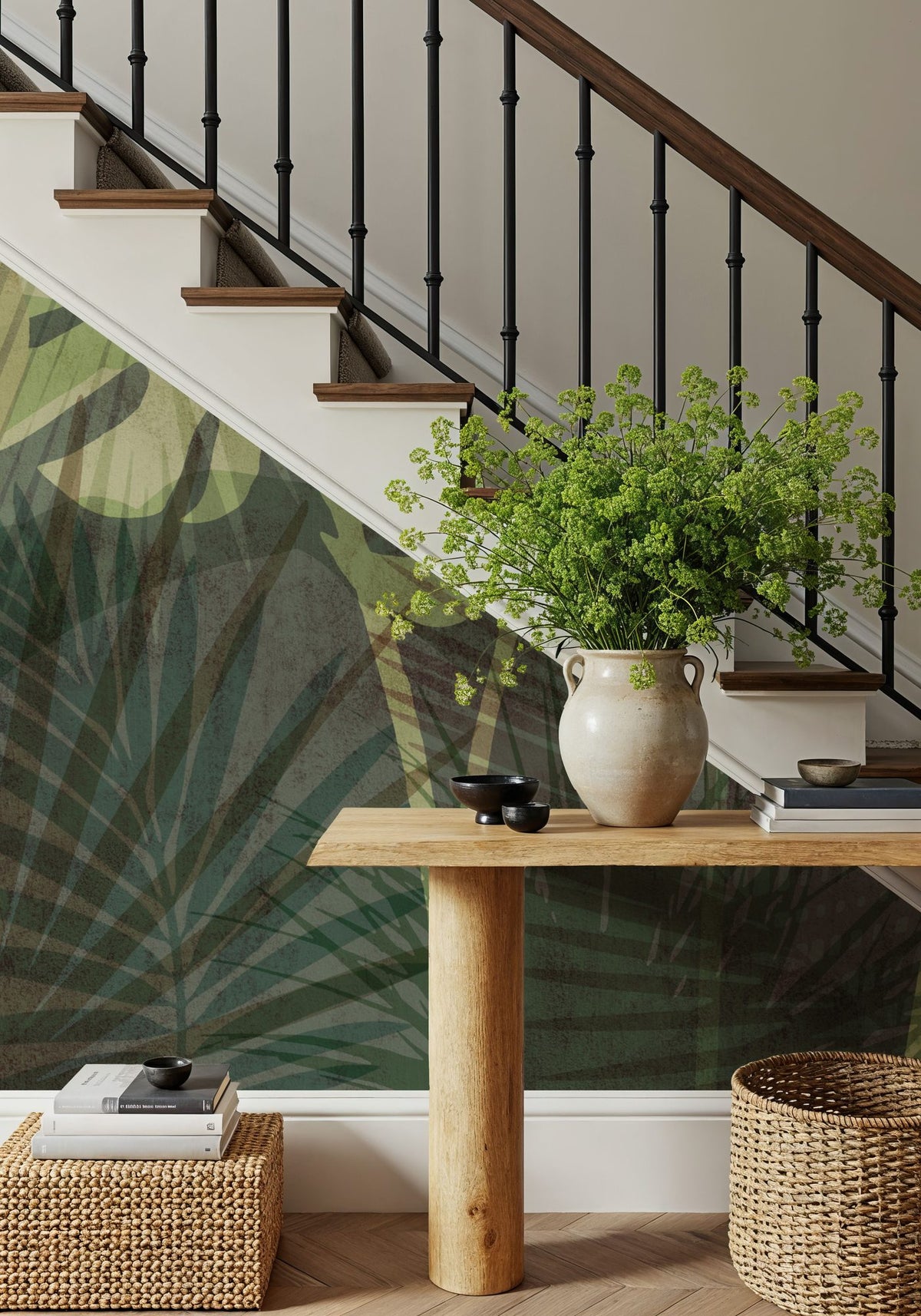 Big Monstera Leaves, Olive Mural Wallpaper - room preview 03