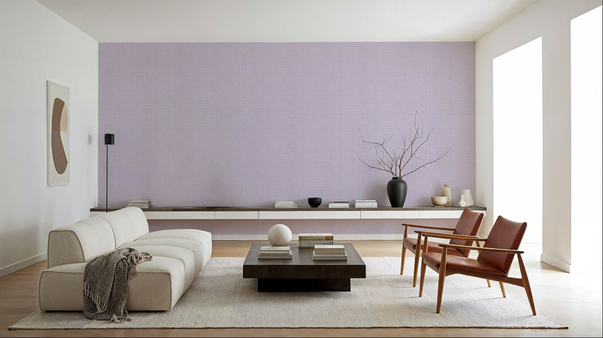 Weathered Checks, Lavender Mural Wallpaper - room preview 03