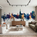 Linz Austria Skyline Blue & Bronze Mural Wallpaper - room preview 03