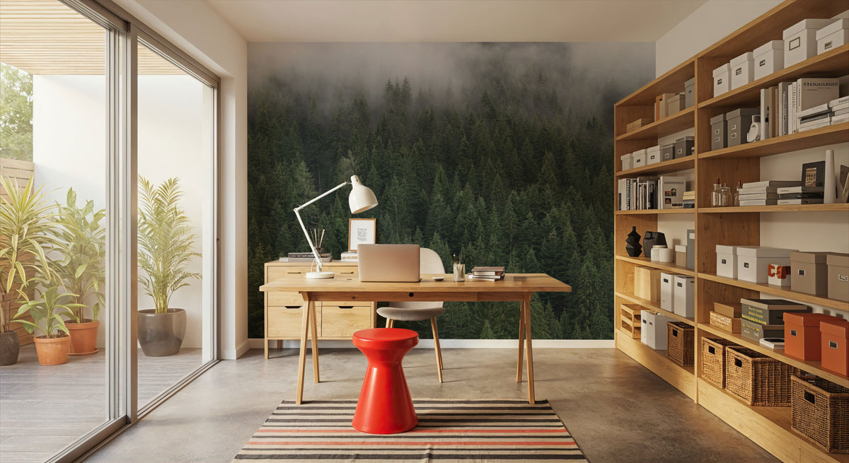 Foggy Treetops Mural Wallpaper - room preview 03
