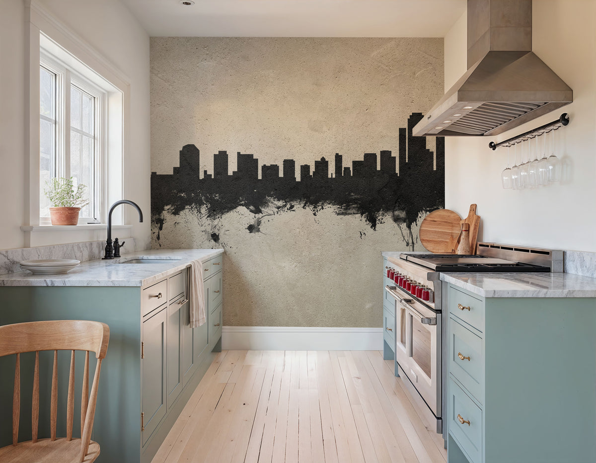 Wilmington Delaware Skyline Concrete Mural Wallpaper - room preview 03