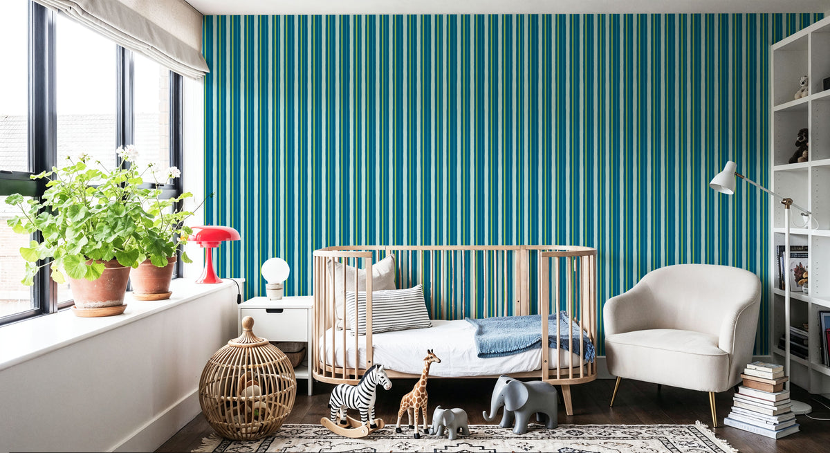 Kala Lines Green Mural Wallpaper - room preview 03
