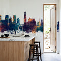 Utrecht the Netherlands Skyline Blue & Bronze Mural Wallpaper - room preview 03