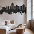 Long Beach California Skyline Black & White Mural Wallpaper - room preview 03