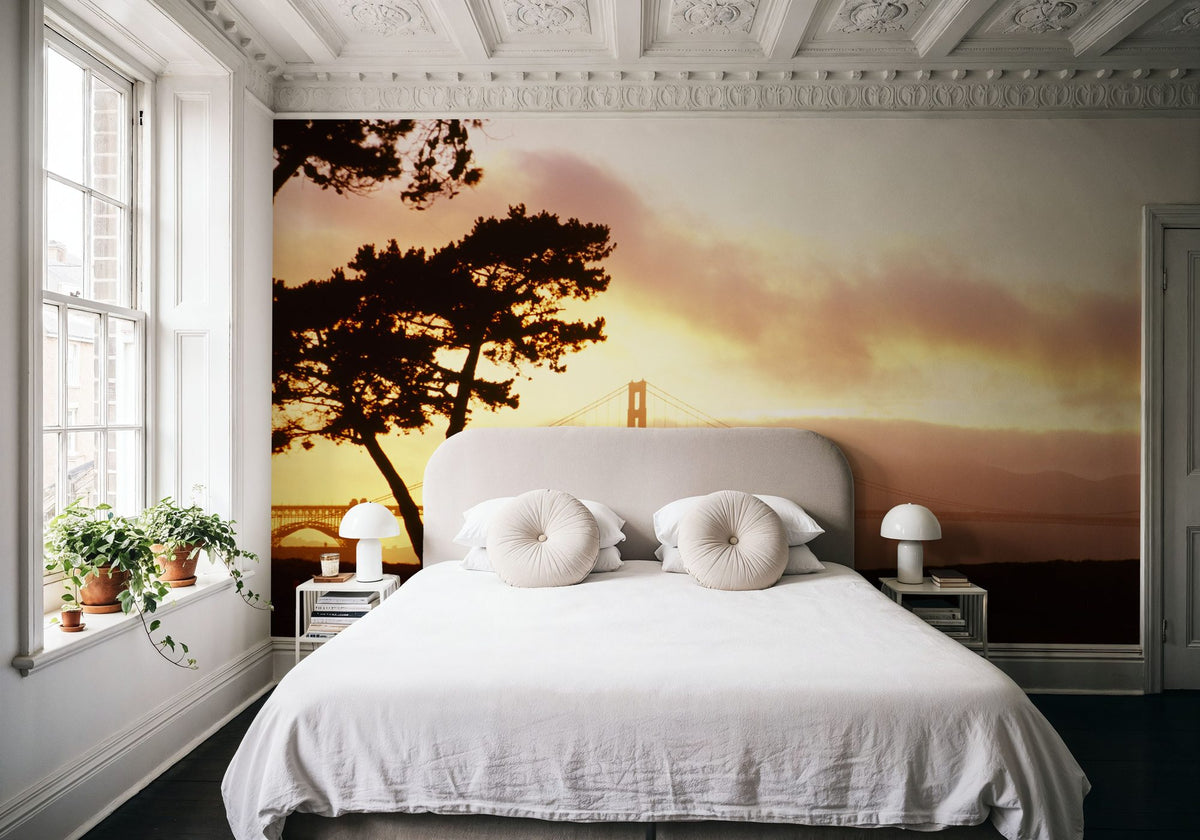 Golden Sunset Bridge Mural Wallpaper - room preview 03