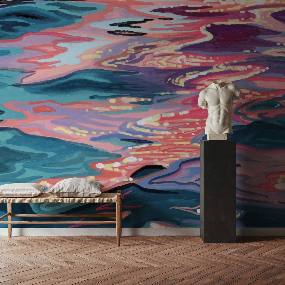 Sunset Reflections on Water Mural Wallpaper - room preview 03