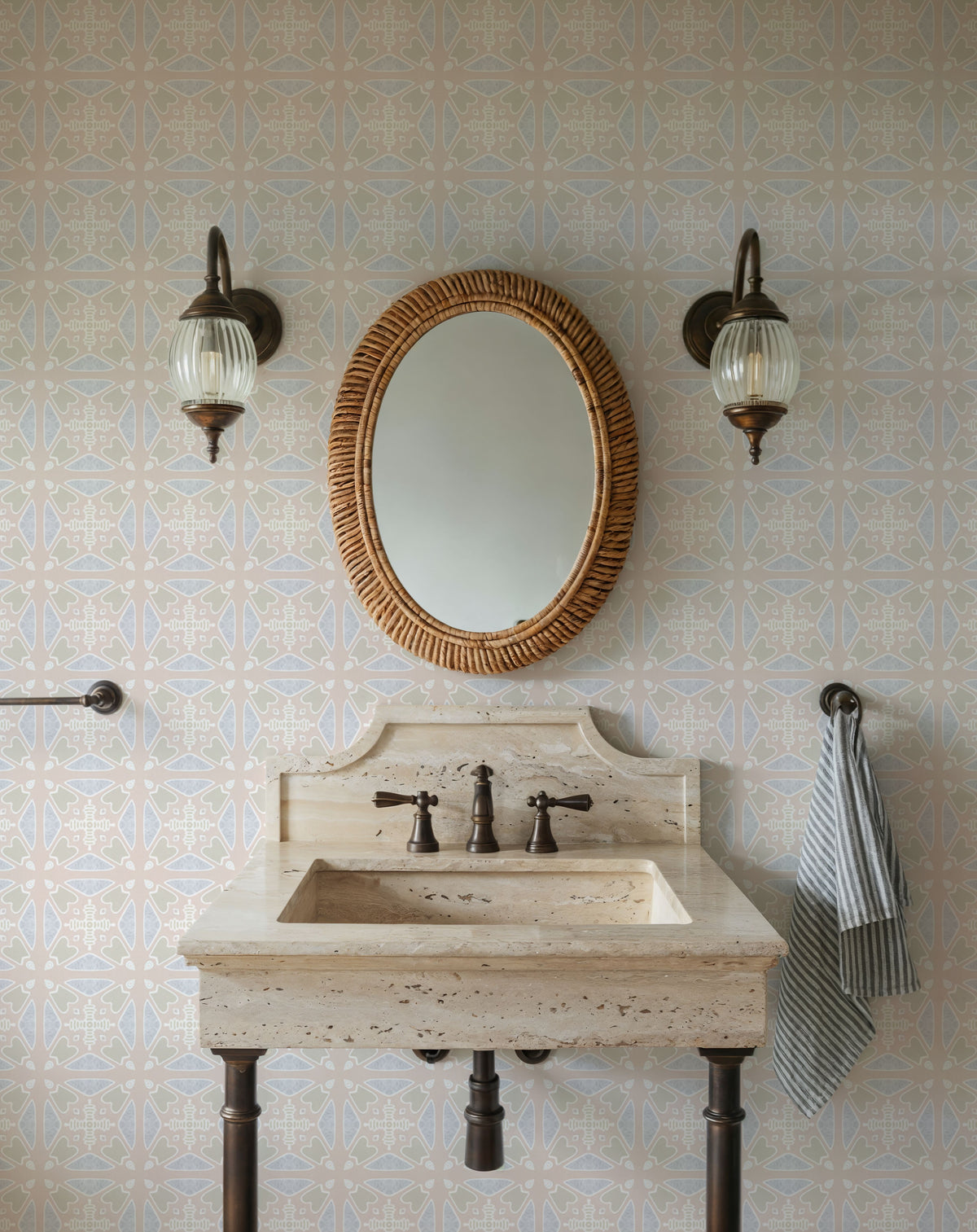 Zelij Geometric Flower Filelds Mural Wallpaper - room preview 03