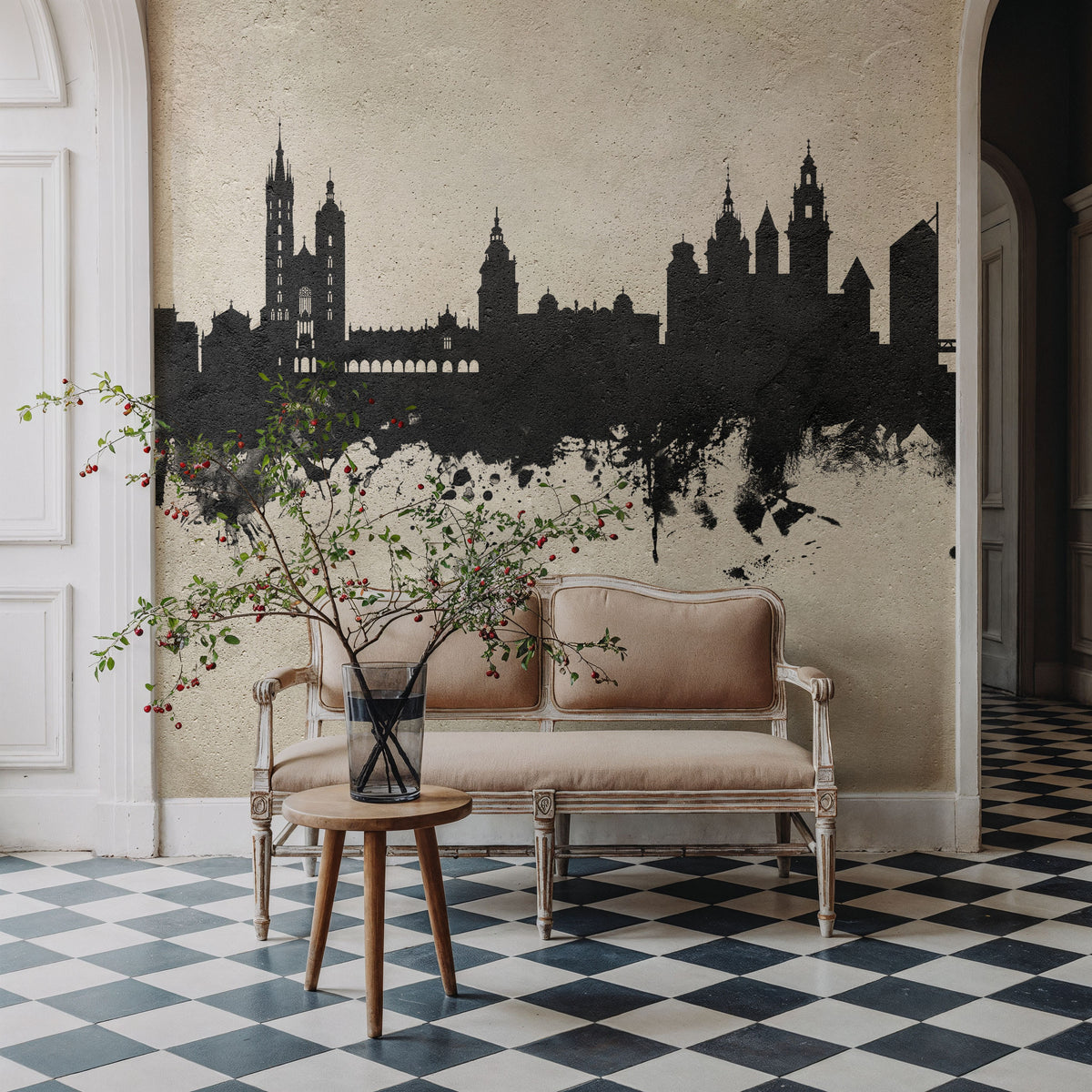 Krakow Skyline Concrete Mural Wallpaper - room preview 03