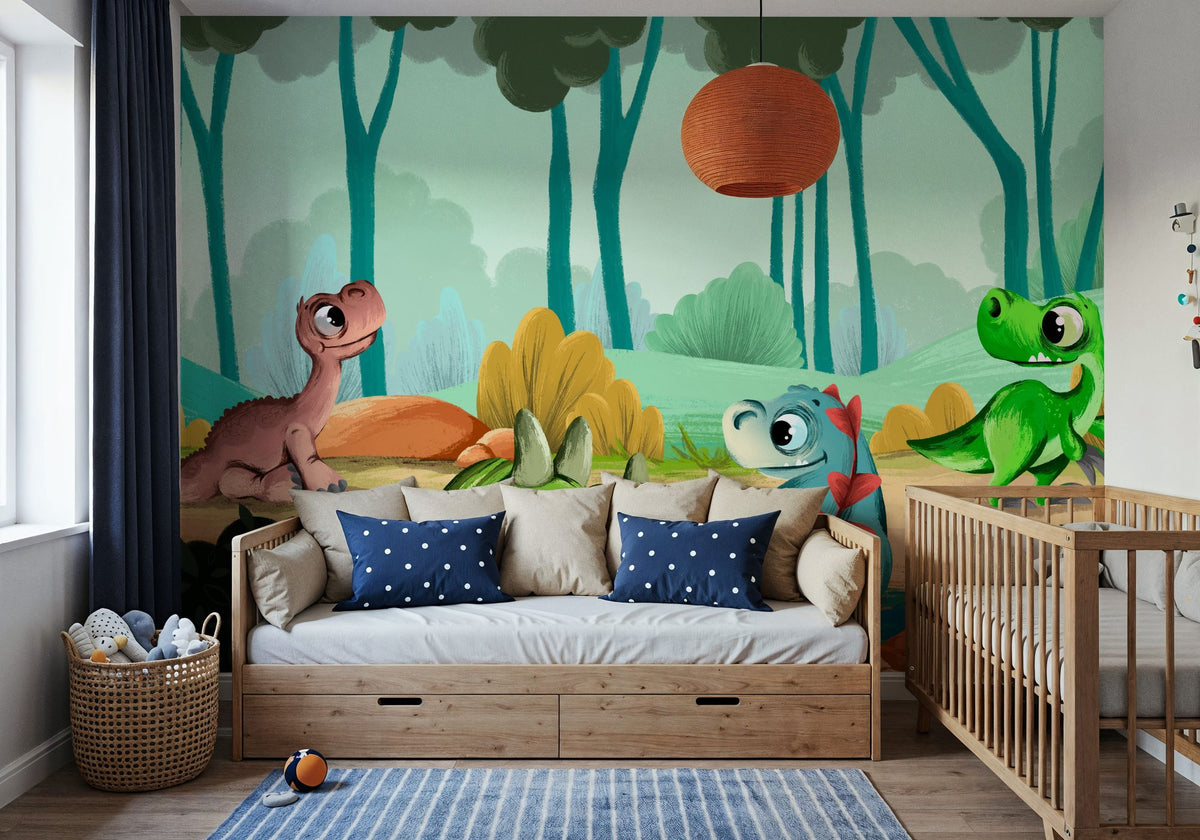 Papier peint mural dinosaures bébés mignons wall measurement