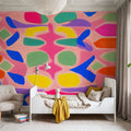 Pastel Neon Pattern Mural Wallpaper - room preview 03
