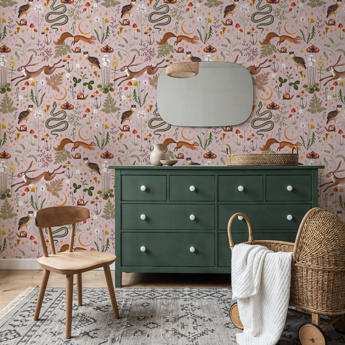 Fantasy Forest - Dusty Pink Mural Wallpaper - room preview 03