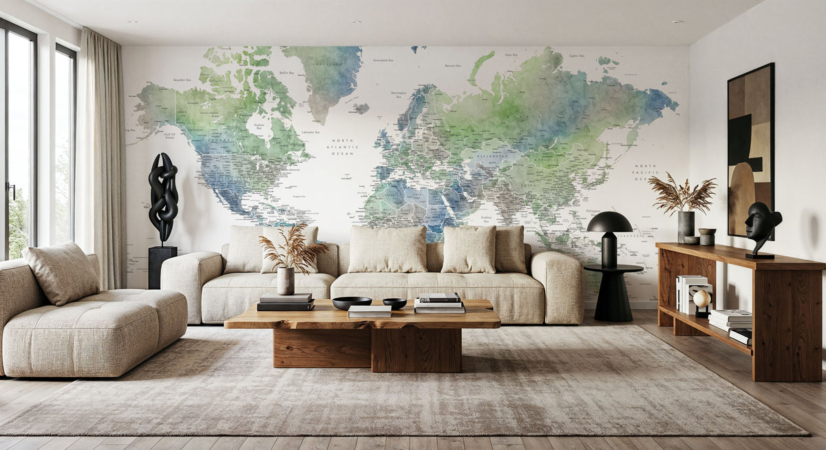 World Map Cities - Declan Mural Wallpaper - room preview 03