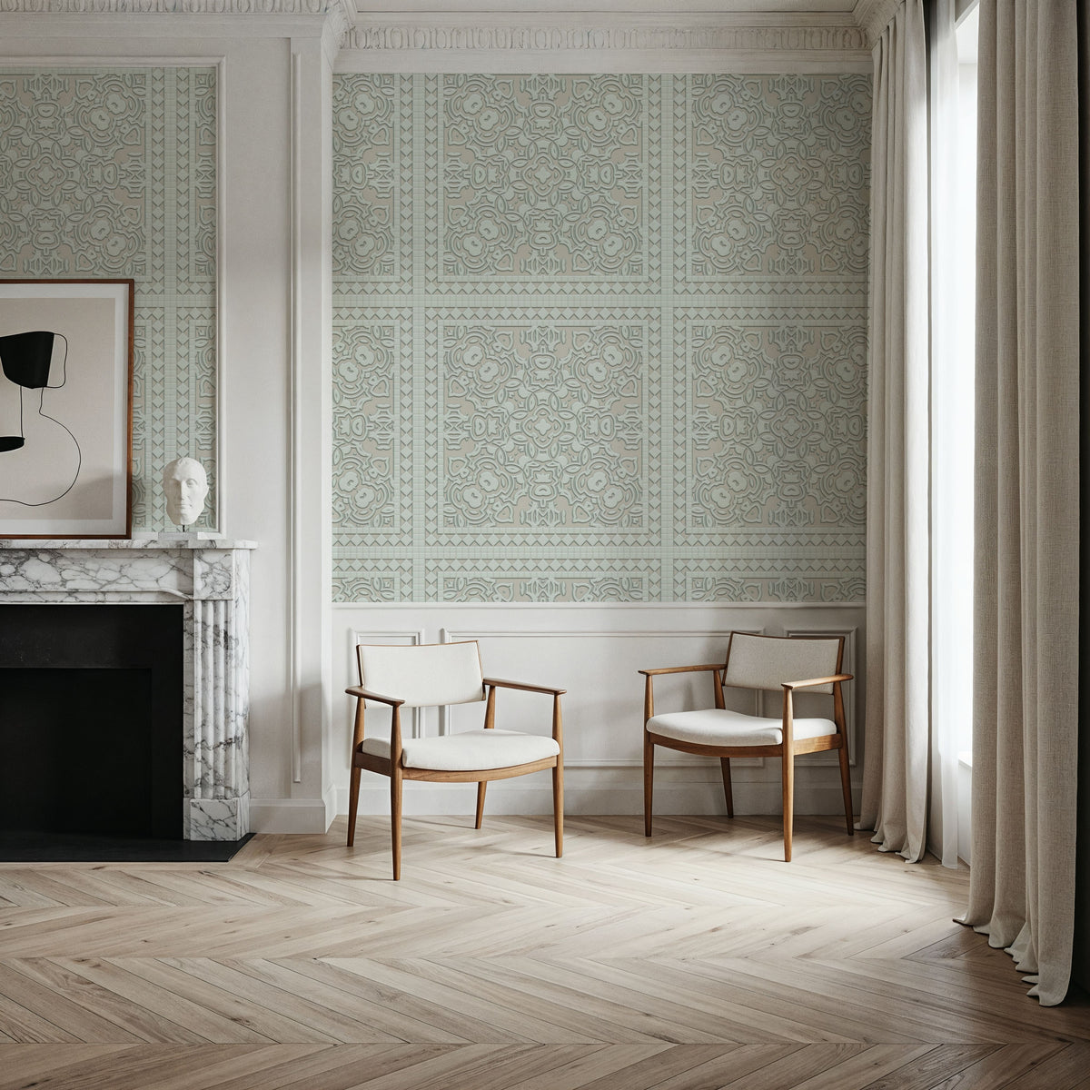 Mission Cement Tiles, Sand Mural Wallpaper - room preview 03