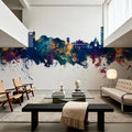 Gateshead England Skyline Blue & Bronze Mural Wallpaper - room preview 03
