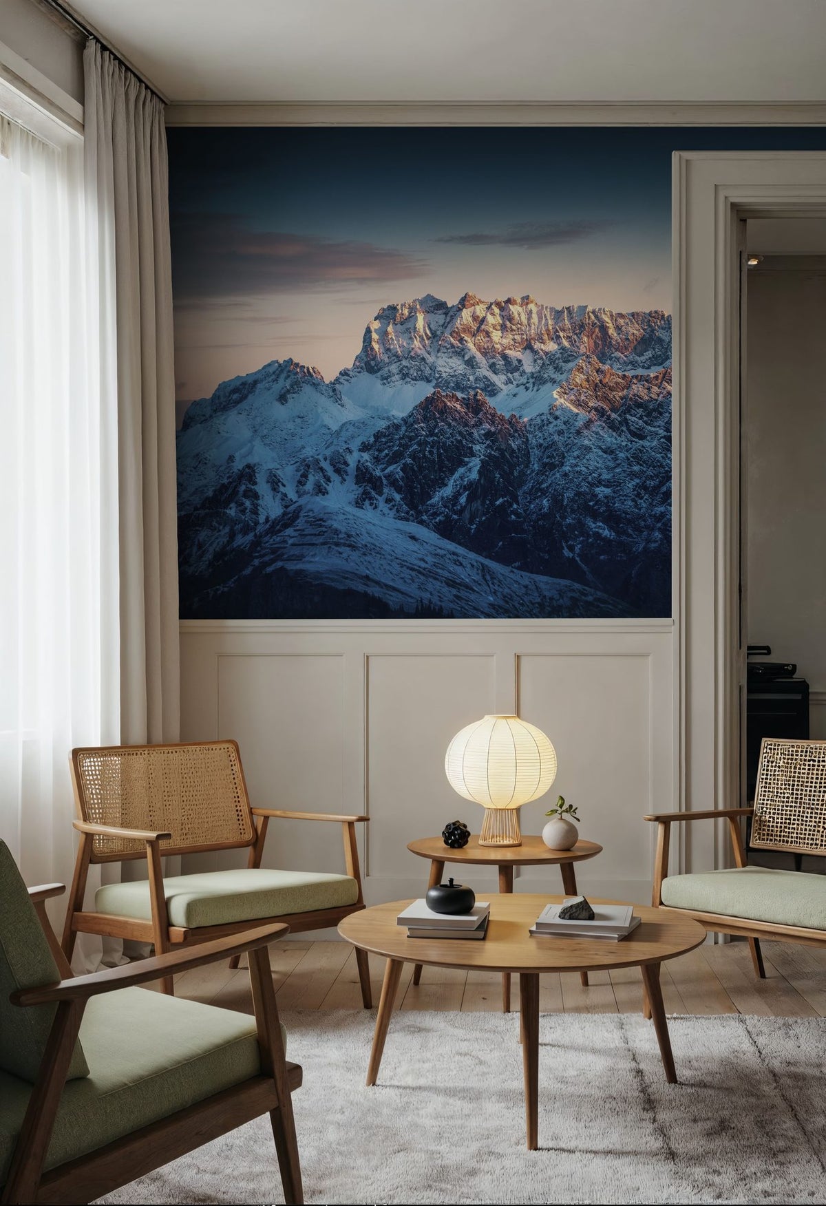 Sunlit Mountain Mural Wallpaper - room preview 03
