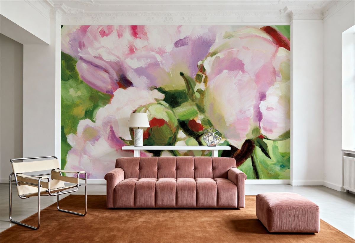 Pink Peony Mural Wallpaper - room preview 03