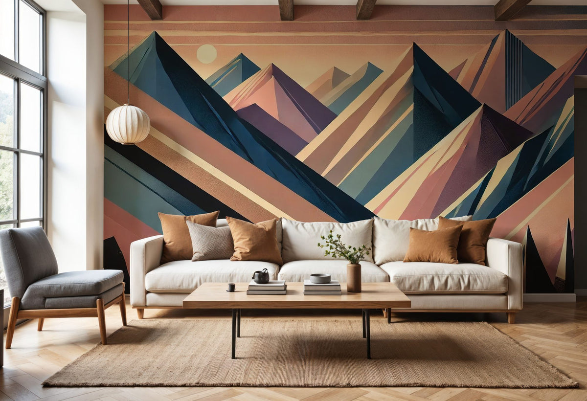 Serenity Mountain Vista in Art Deco Mural Wallpaper - room preview 03