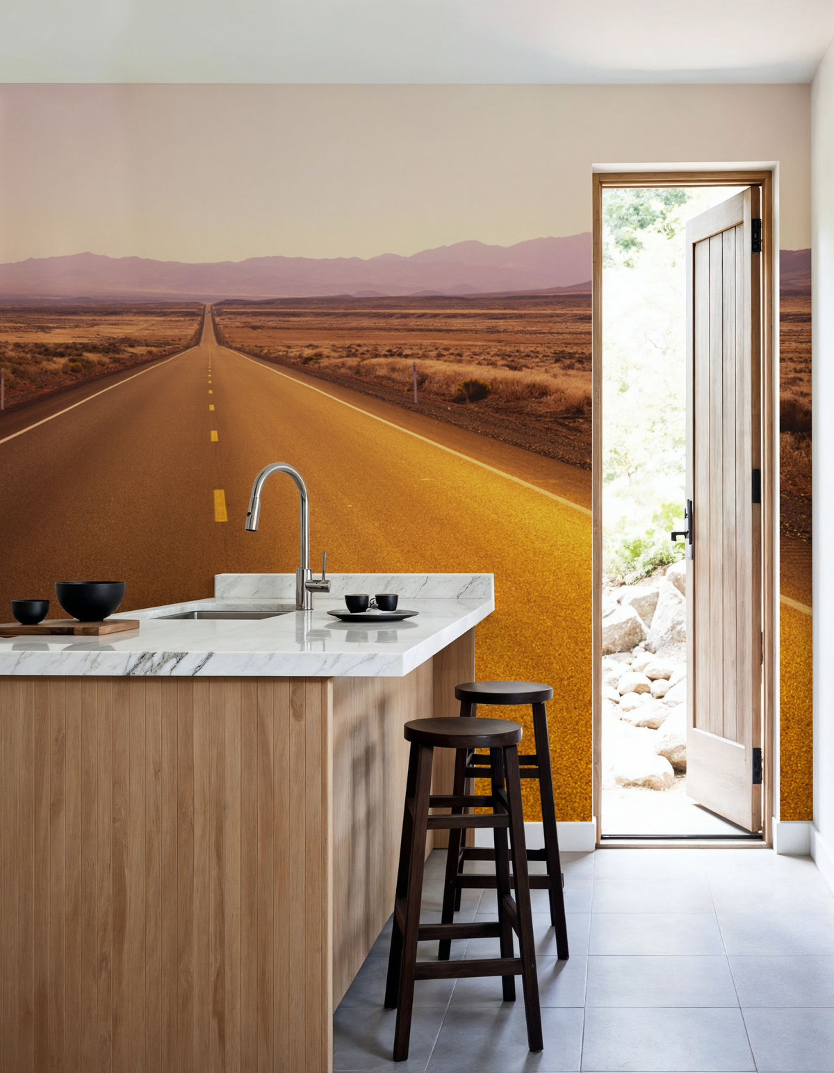 The Golden Highway Mural Wallpaper - Red Tone - room preview 03