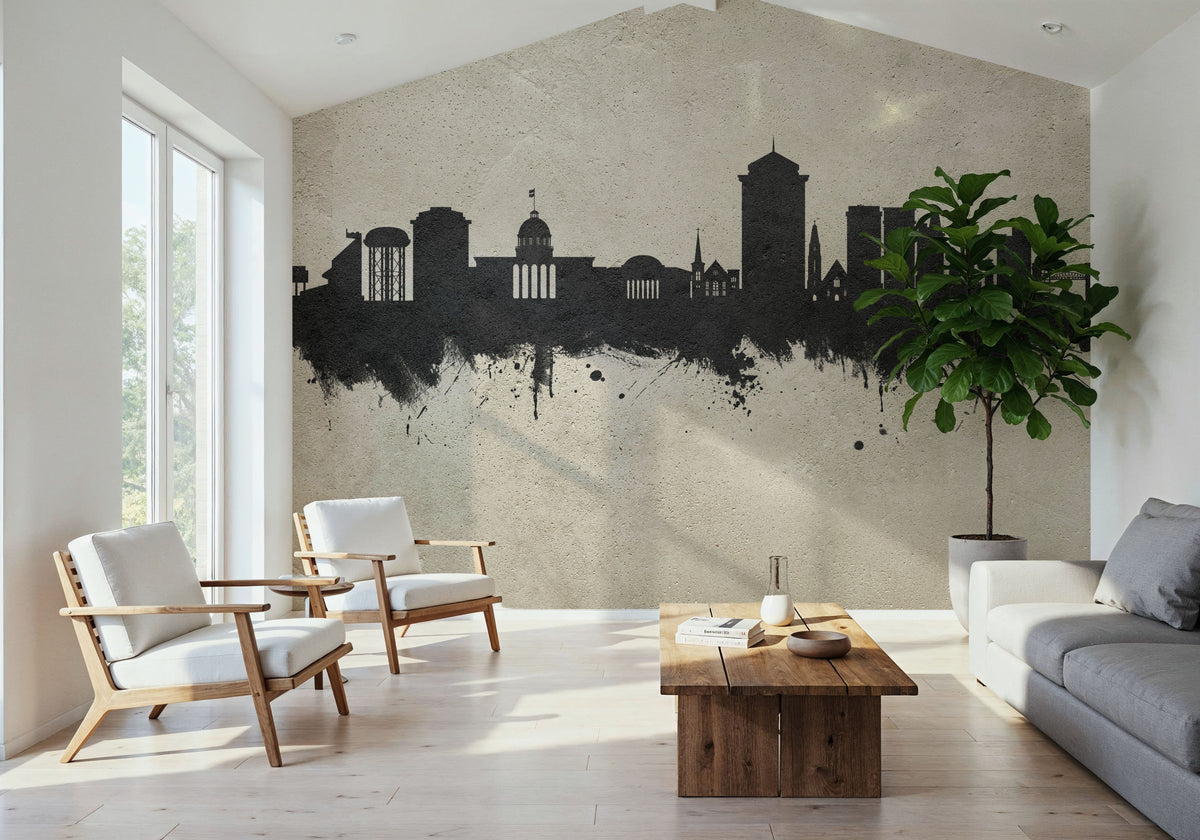 Montgomery Alabama Skyline Concrete Mural Wallpaper - room preview 03