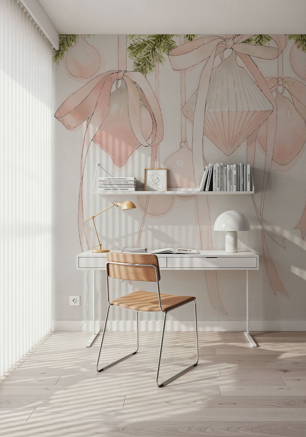 My Pink Christmas Mural Wallpaper - room preview 03