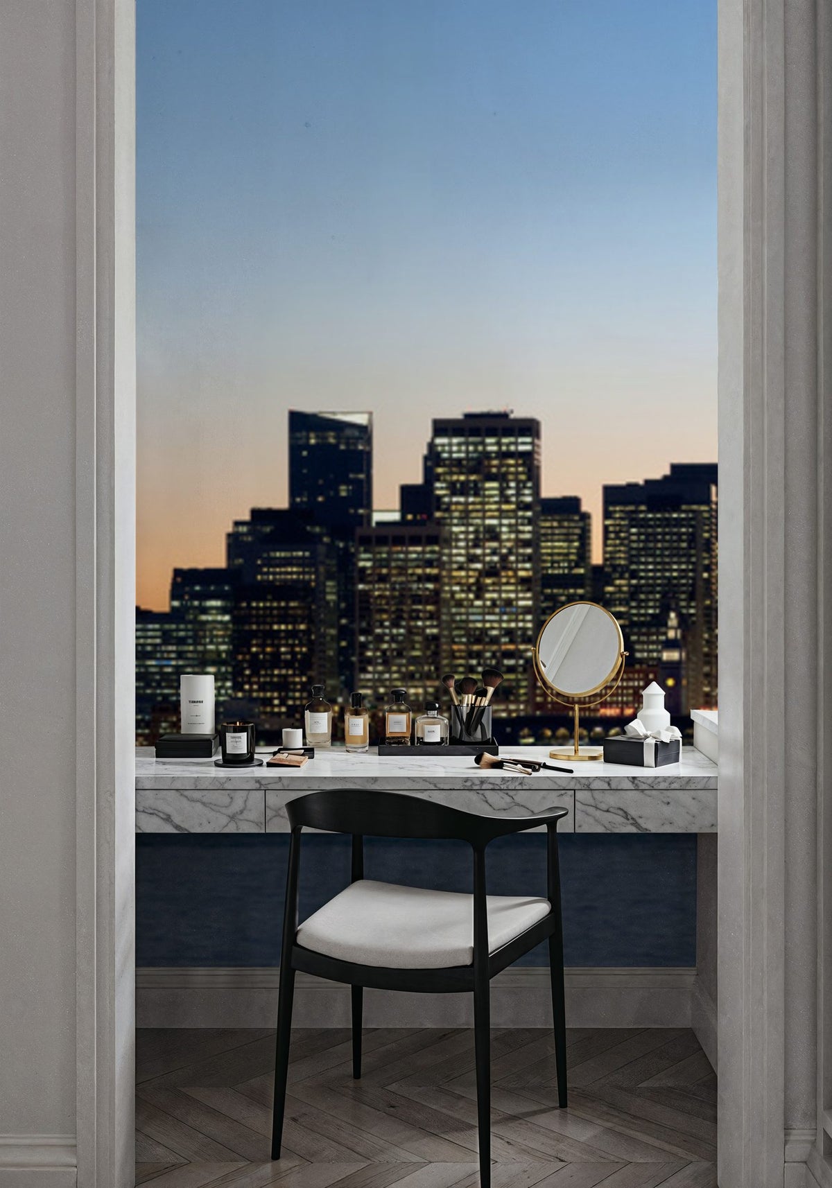 Twilight Harbor Bridge Mural Wallpaper - room preview 03