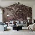 Enchanted Grove Tapestry, Burgundy Mural Wallpaper - room preview 03
