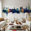 Warrington England Skyline Blue & Bronze Mural Wallpaper - room preview 03